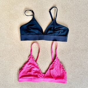 NWOT Victoria's Secret Black and Pink Bralette Duo